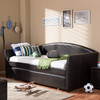 Baxton Studio London Brown Arched Back Sofa Twin Daybed with Roll-Out Trundle Bed 125-6928